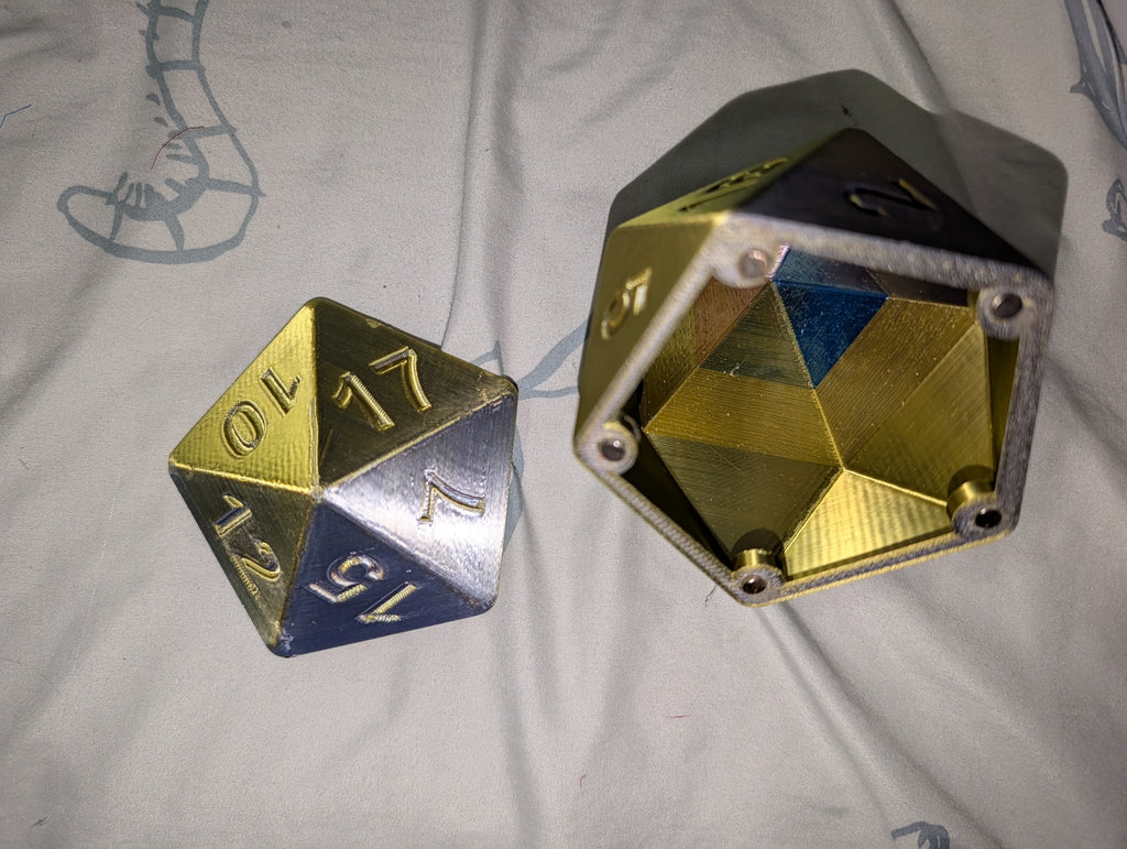 D20 Magnetic Dice Holder – 3D Printed D20 Dice Vault, Magnetic Dice Storage Box, D&D Dice Case