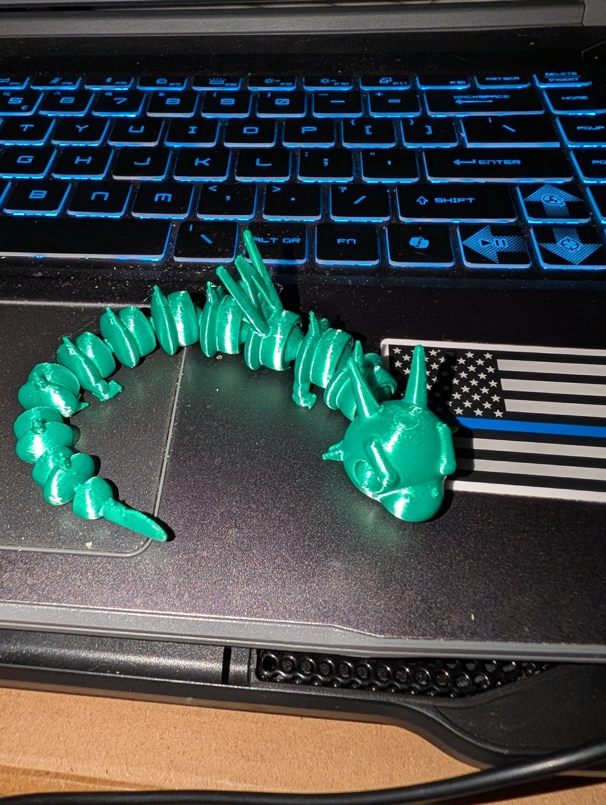 Articulated Emerald Dragon – 3D Printed Flexible Wyrmling Fidget Toy, Dragon Figurine