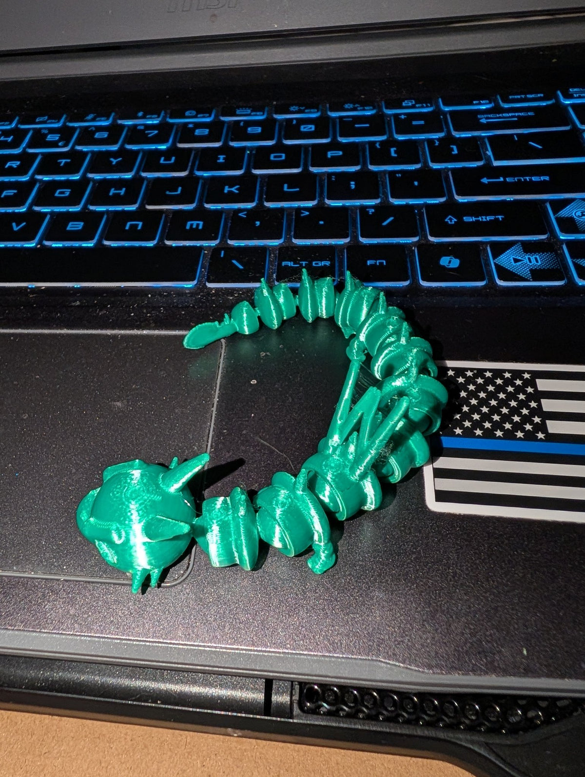 Articulated Emerald Dragon – 3D Printed Flexible Wyrmling Fidget Toy, Dragon Figurine