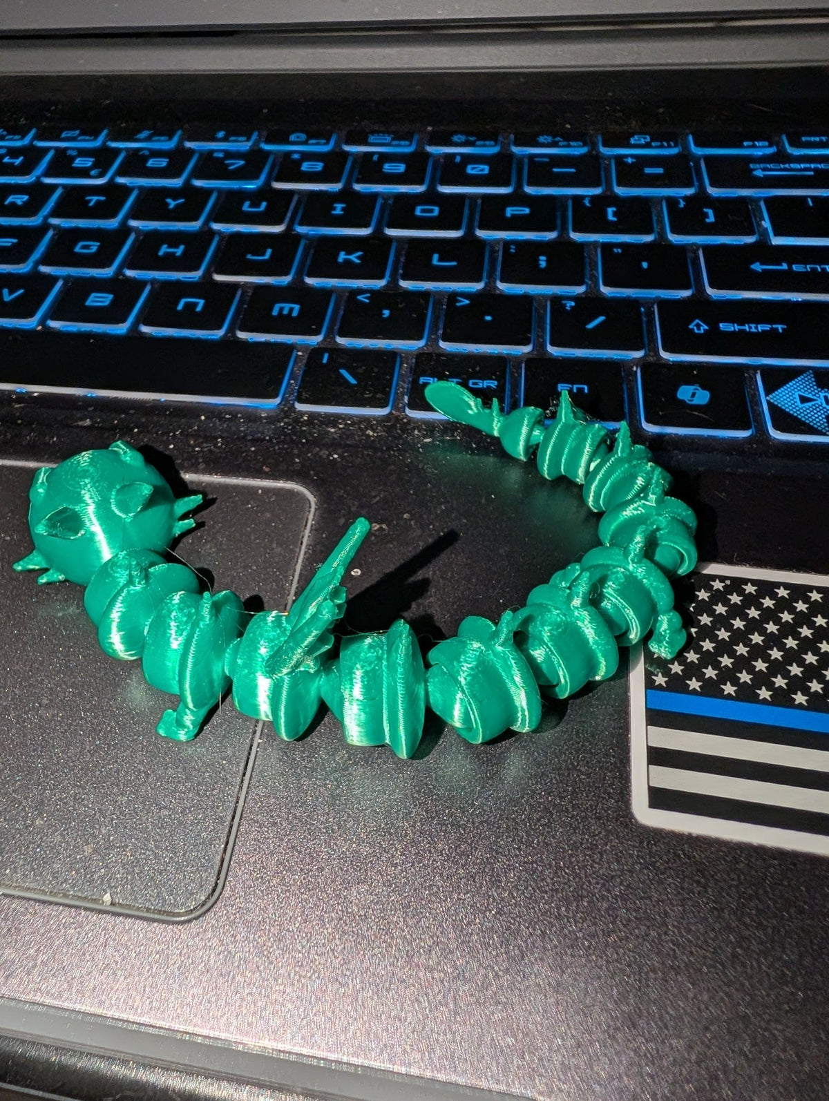 Articulated Emerald Dragon – 3D Printed Flexible Wyrmling Fidget Toy, Dragon Figurine