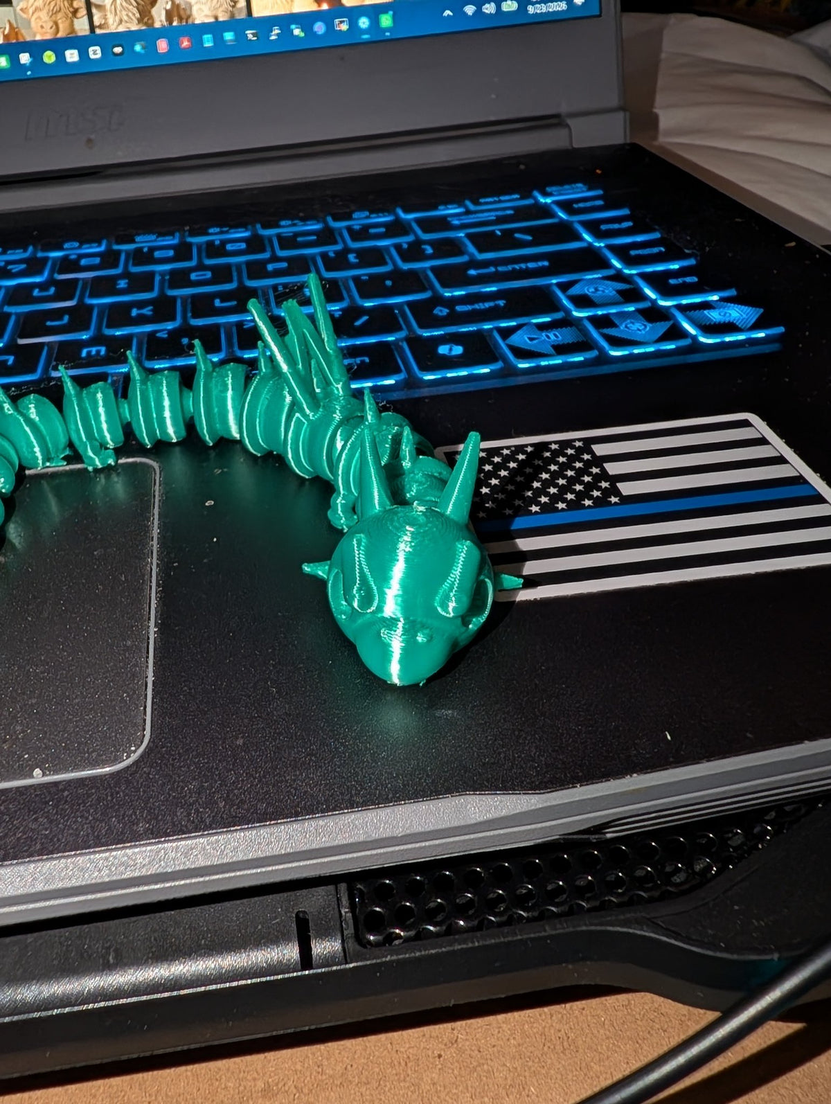 Articulated Emerald Dragon – 3D Printed Flexible Wyrmling Fidget Toy, Dragon Figurine