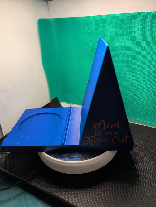 "Mom is in a Time Out" Book Holder with Cup Holder - Funny 3D Printed Reading Caddy, Mother's Day Gift