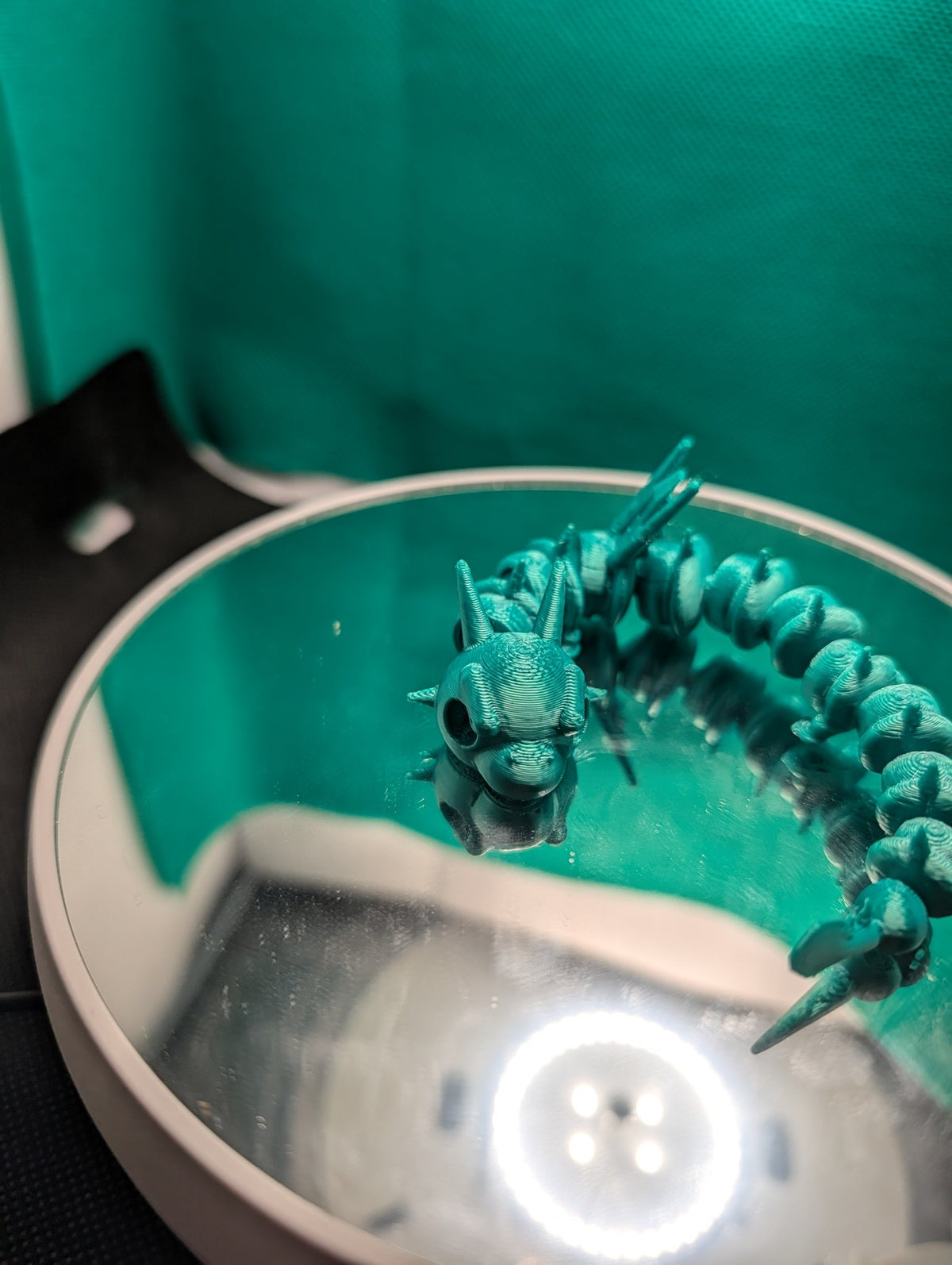 Articulated Flexi Dragon – 3D Printed Teal Flexible Dragon Fidget Toy, Sensory Desk Toy Gift