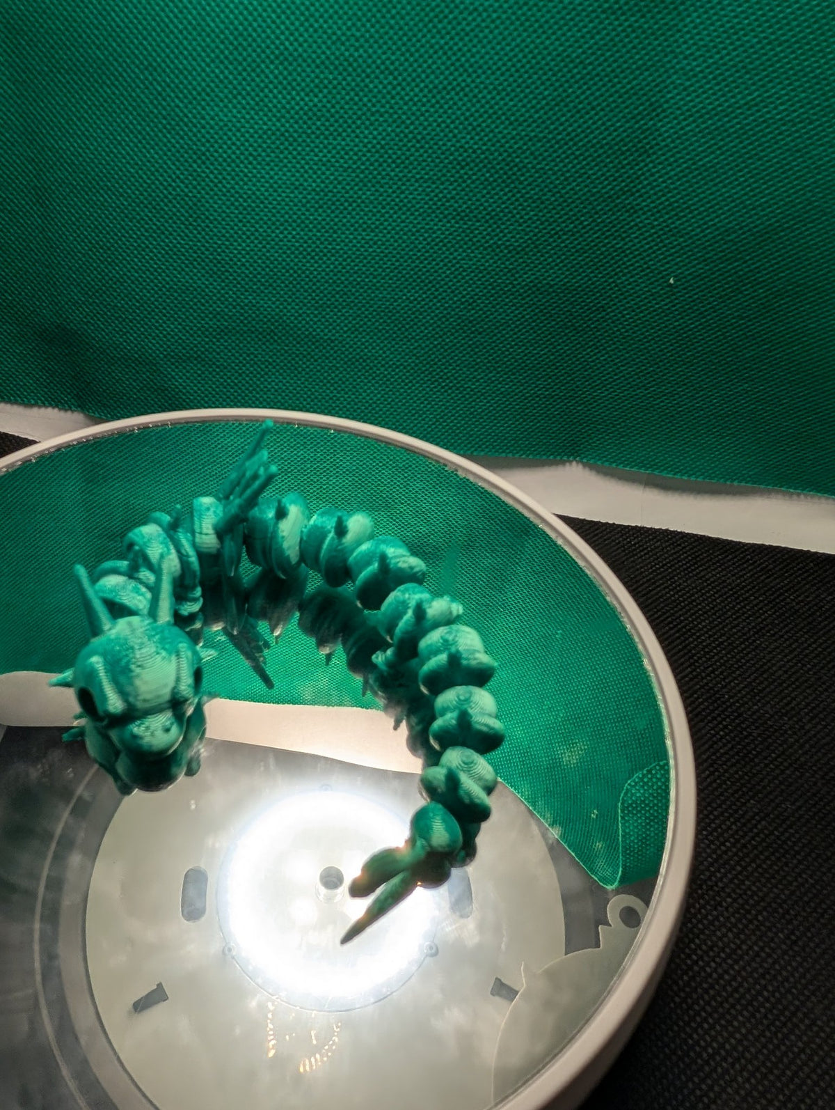 Articulated Flexi Dragon – 3D Printed Teal Flexible Dragon Fidget Toy, Sensory Desk Toy Gift