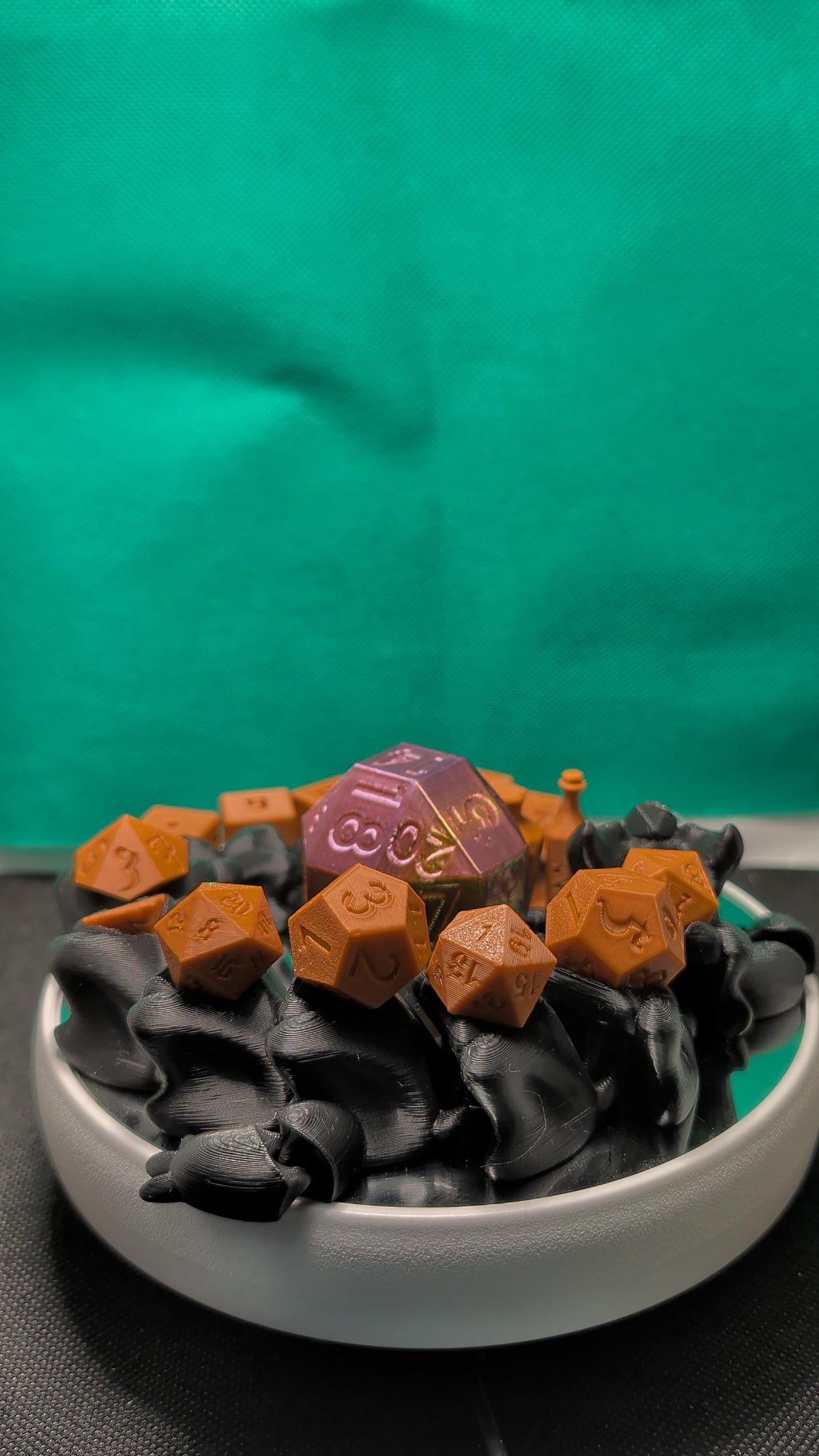 3D Printed Dice Dragon Guardian Set | Cursed Dice, Potion Pieces, Giant D20 (TTRPG Accessory)