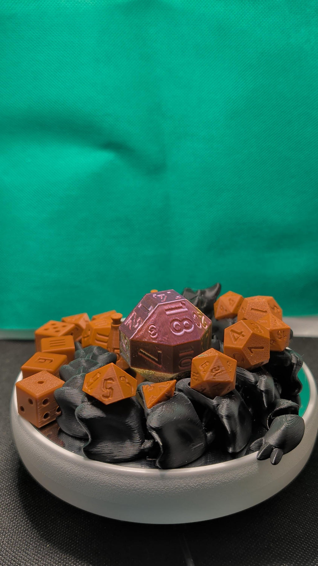 3D Printed Dice Dragon Guardian Set | Cursed Dice, Potion Pieces, Giant D20 (TTRPG Accessory)