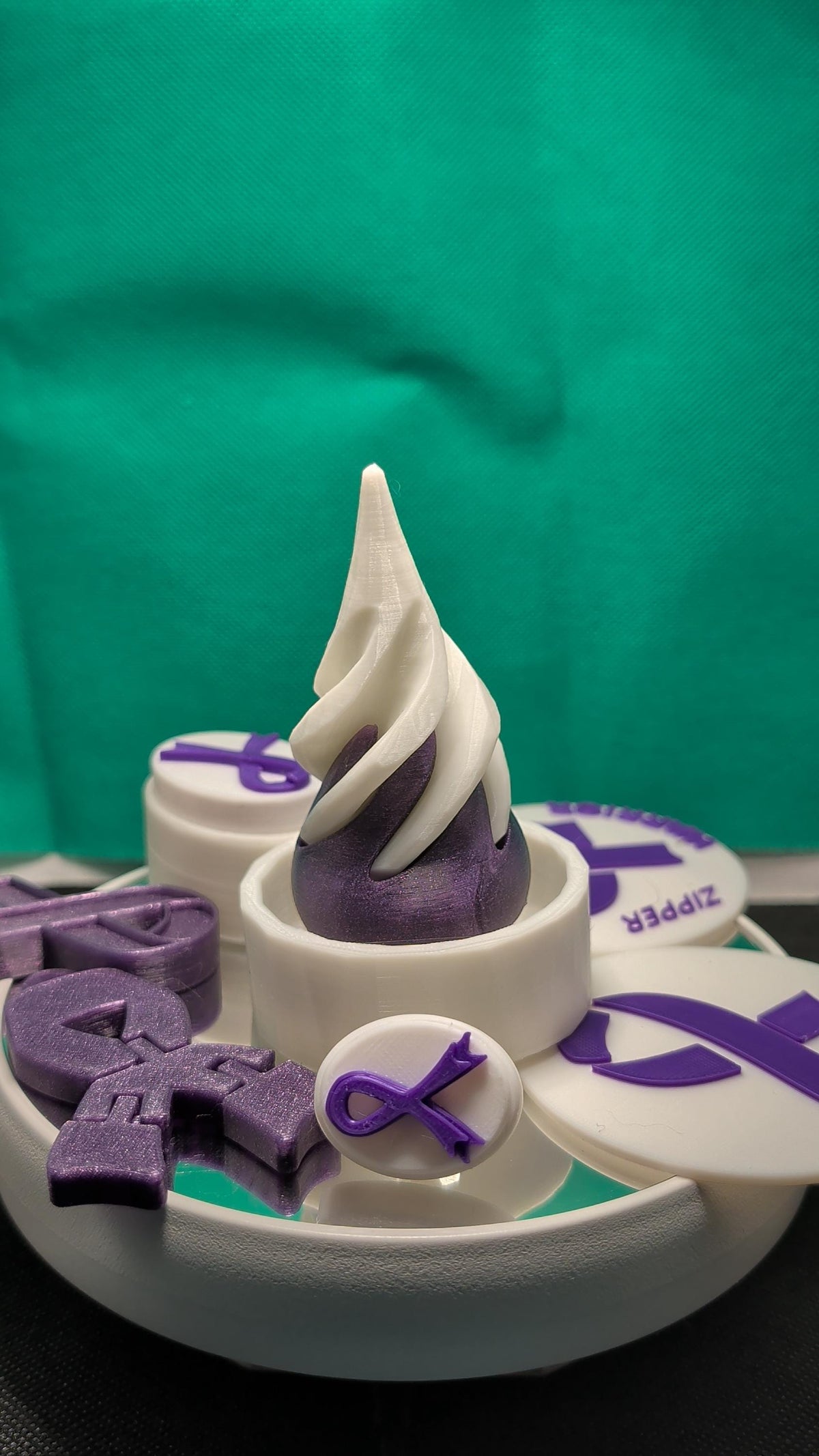 Chiari Malformation Awareness Package | Custom Spiral Fidget Awareness Ribbon Keychains Set | Support & Advocacy Gift