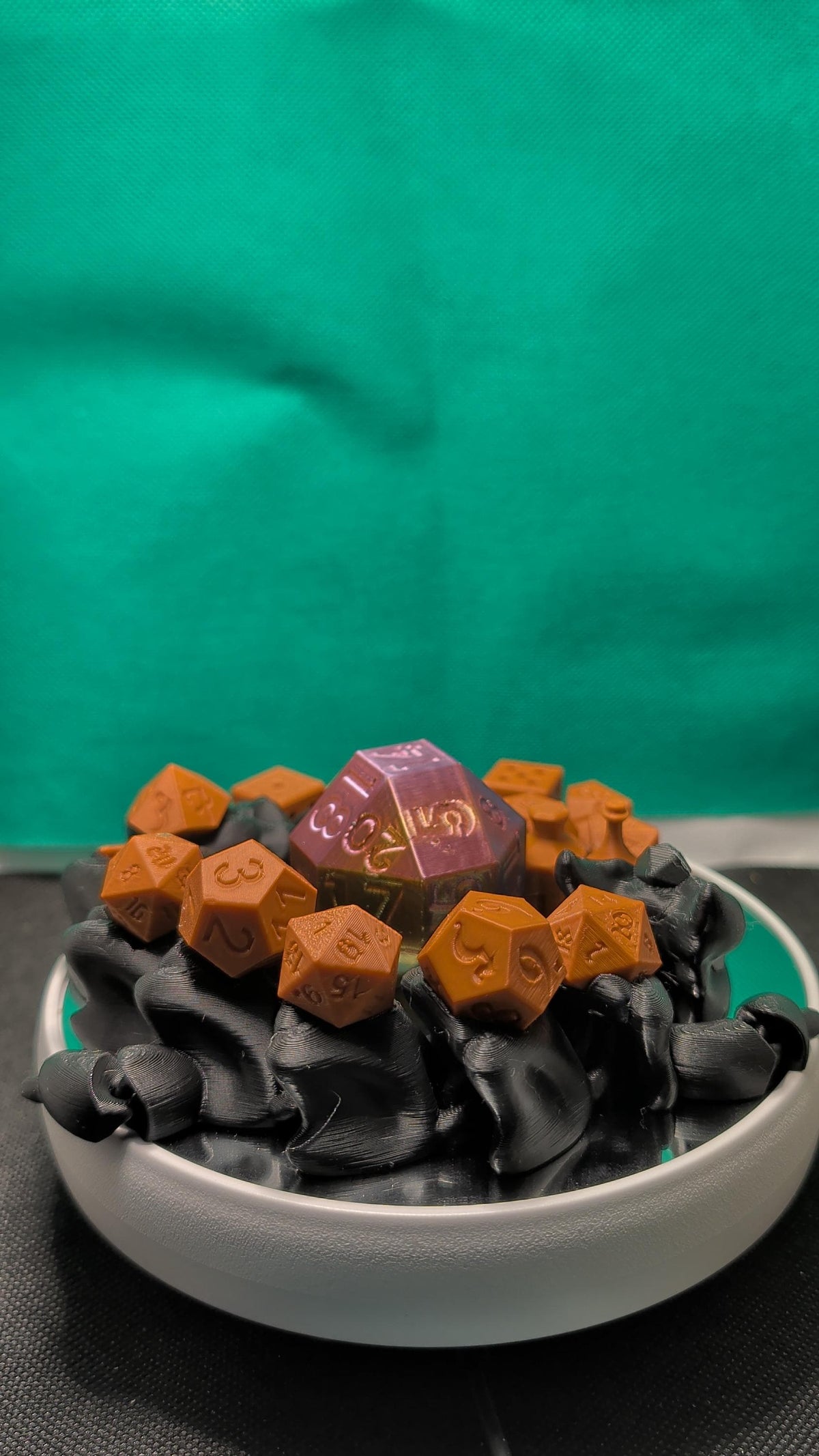 3D Printed Dice Dragon Guardian Set | Cursed Dice, Potion Pieces, Giant D20 (TTRPG Accessory)