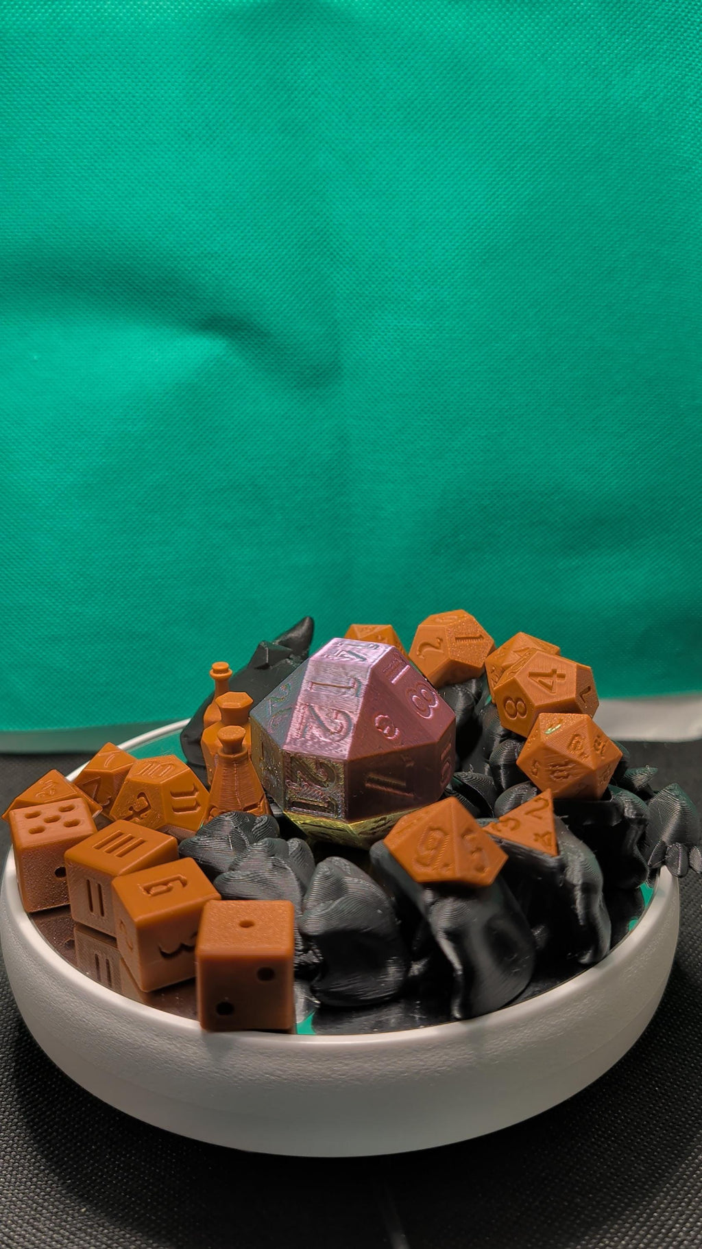 3D Printed Dice Dragon Guardian Set | Cursed Dice, Potion Pieces, Giant D20 (TTRPG Accessory)