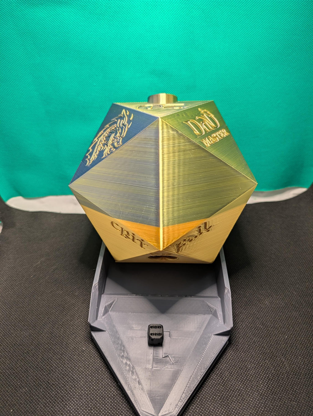 D20 Dice Tower with Tray – D&D Master Tabletop Roller (3D Printed)