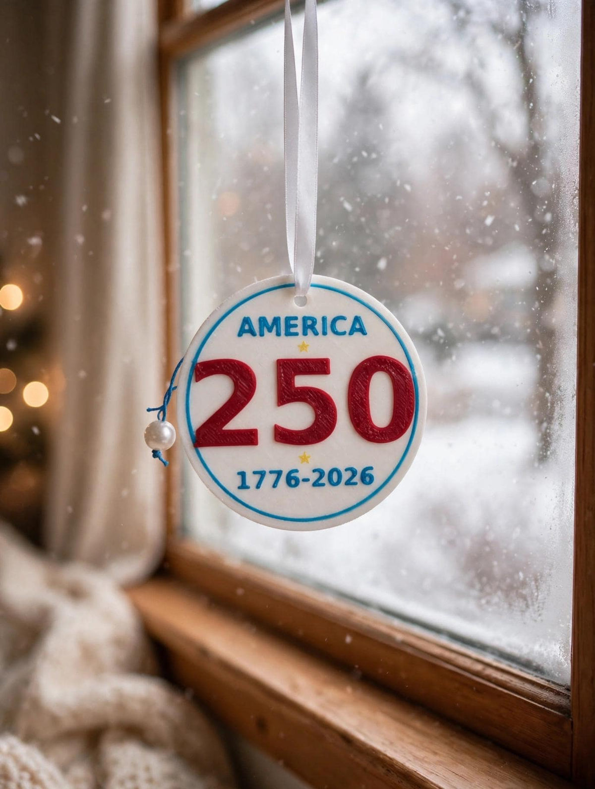 America 250th Birthday Ornament – 3D Printed Patriotic Christmas Decoration (Personalized)