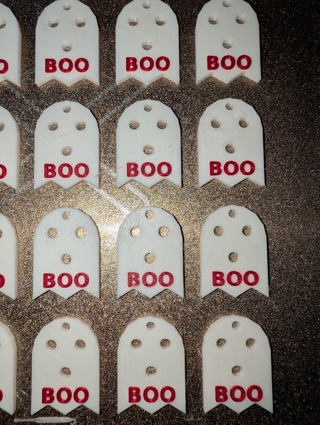 3D Printed Ghost Keychain, White PLA with Red BOO, Halloween Bag Charm