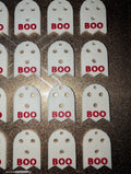 3D Printed Ghost Keychain, White PLA with Red BOO, Halloween Bag Charm