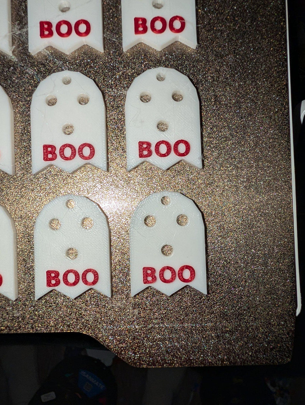 3D Printed Ghost Keychain, White PLA with Red BOO, Halloween Bag Charm