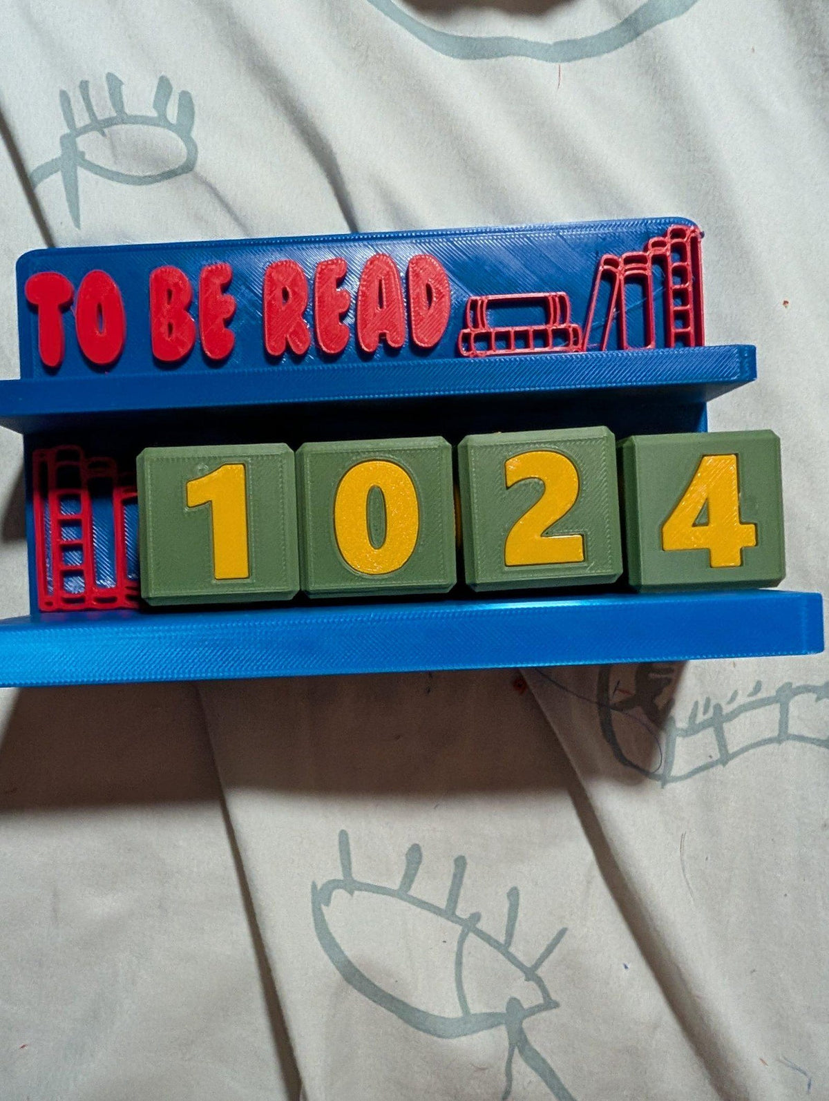 3D Printed TBR Book Counter – Multi-Color PLA Shelf Decor (0-9999)