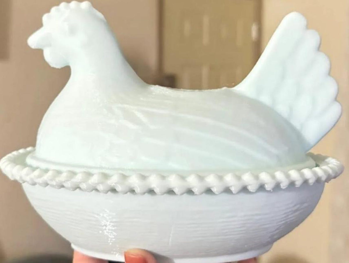3D Printed Hen on Nest Bowl | Farmhouse Kitchen Storage (4" Long)