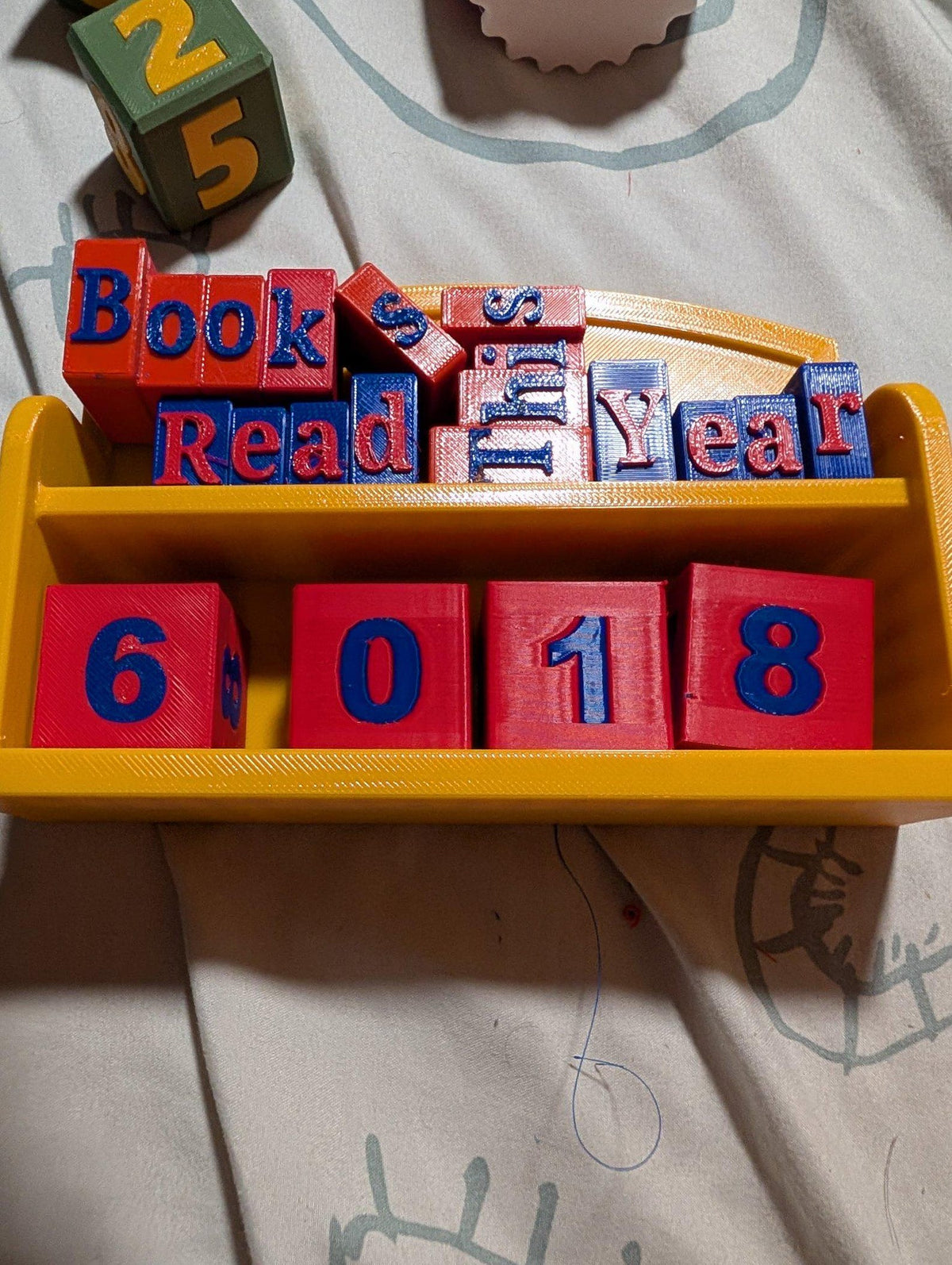 3D Printed Books Read This Year Tracker – Colorful Letter & Number Blocks (Gift for Readers)