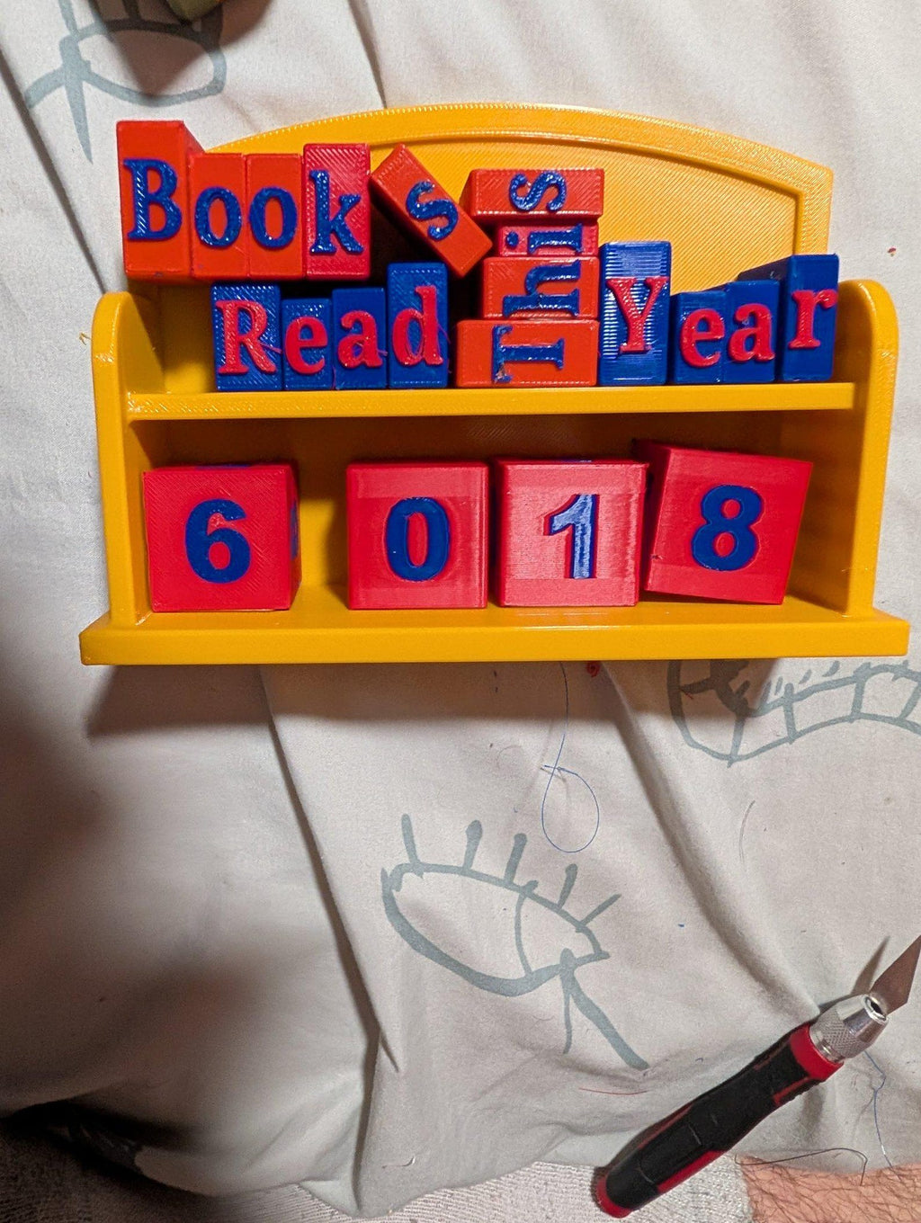 3D Printed Books Read This Year Tracker – Colorful Letter & Number Blocks (Gift for Readers)