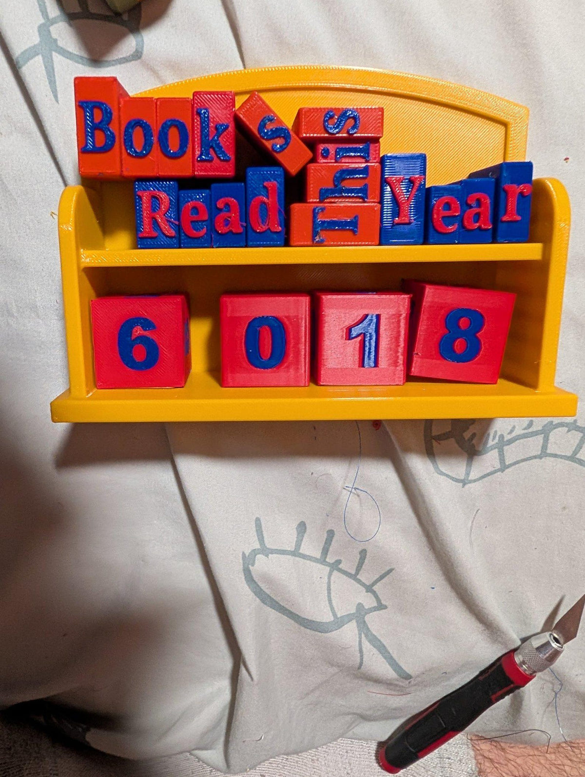 3D Printed Books Read This Year Tracker – Colorful Letter & Number Blocks (Gift for Readers)