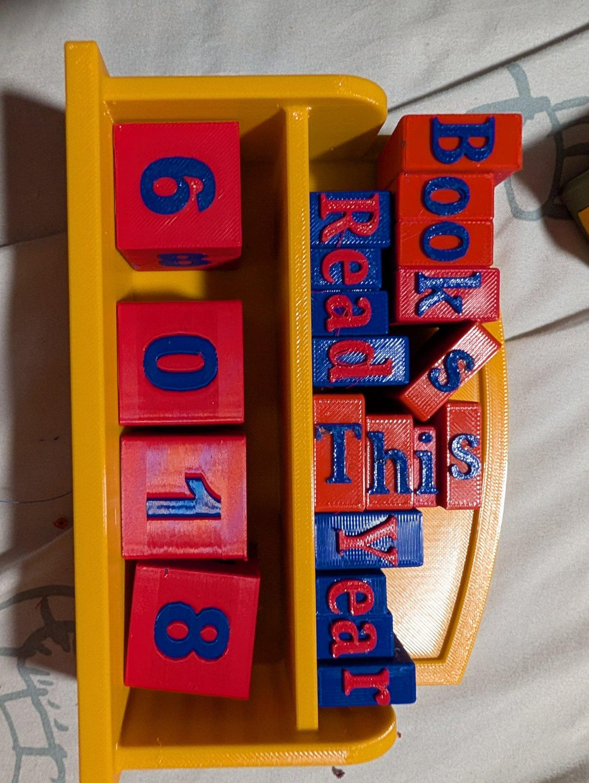 3D Printed Books Read This Year Tracker – Colorful Letter & Number Blocks (Gift for Readers)