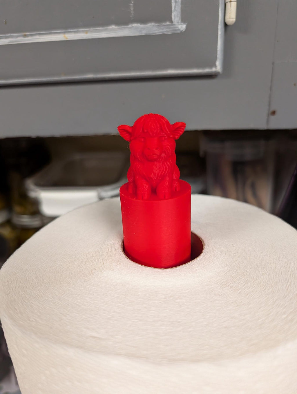 3D Printed Highland Cow Paper Towel Holder Calf Topper Farmhouse Kitchen Decor (Holds Regular & Jumbo Rolls)