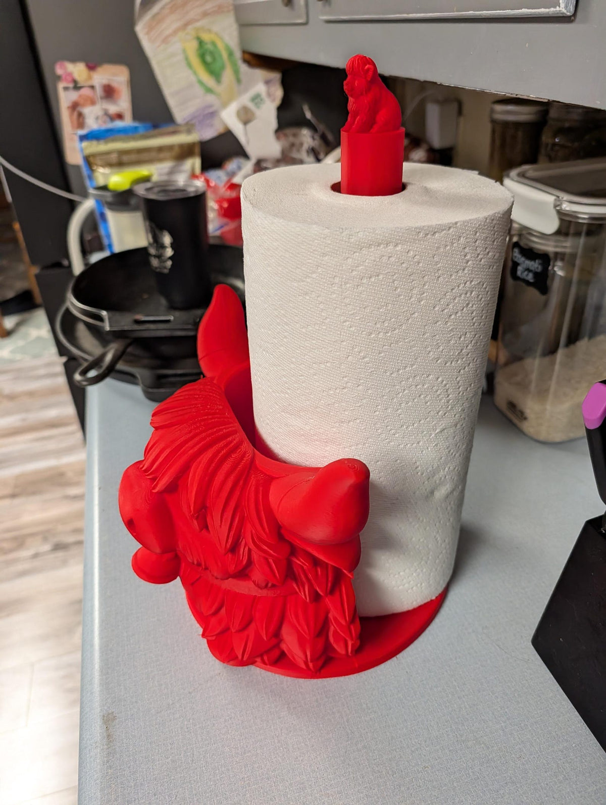 3D Printed Highland Cow Paper Towel Holder Calf Topper Farmhouse Kitchen Decor (Holds Regular & Jumbo Rolls)
