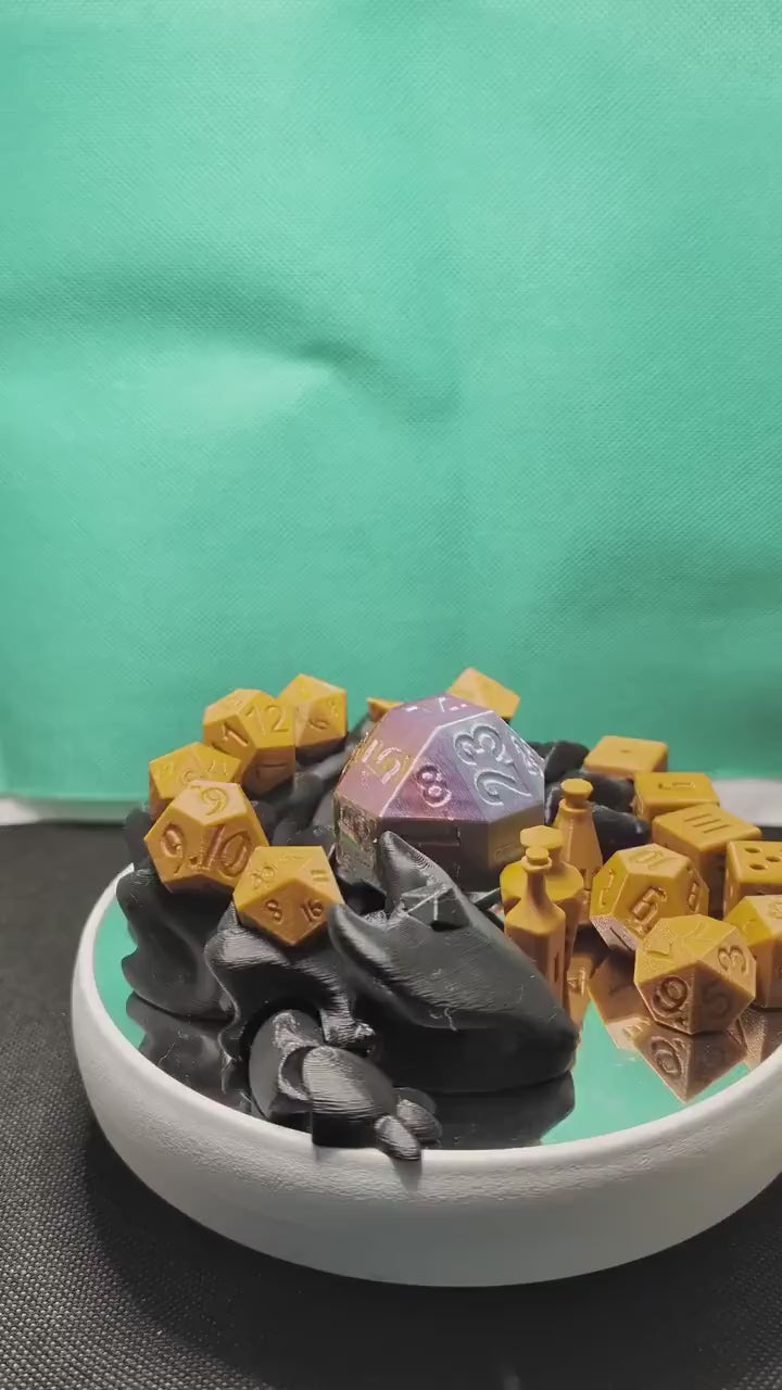 3D Printed Dice Dragon Guardian Set | Cursed Dice, Potion Pieces, Giant D20 (TTRPG Accessory)